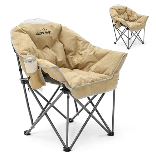 Upgrade Oversized Padded Camping Chair with Adjustable Cup...