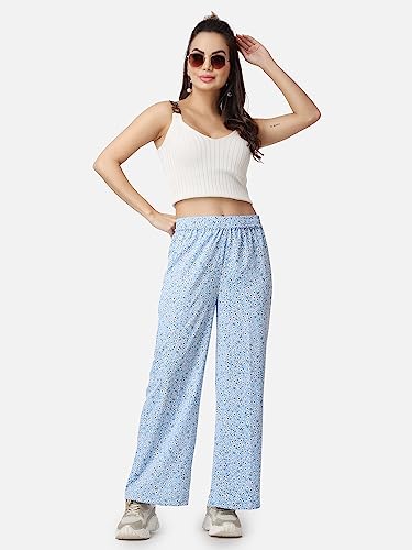 Image of POPWINGS Casual Printed Trouser for Women || Loose Fit Trouser for Women || Stylish Pull-On Trouser for Women || Casual Summer Trousers for Women || Relaxed Fit Full-Length Women Trouser