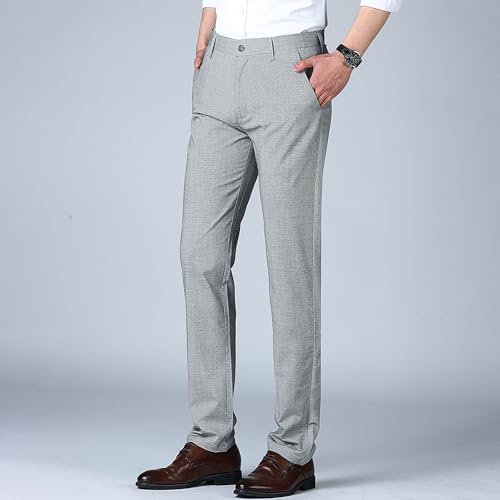 Men's Casual Stylish Dress Pants Business Straight Fit Suit Pants Summer Lightweight Solid Color Work Pants4