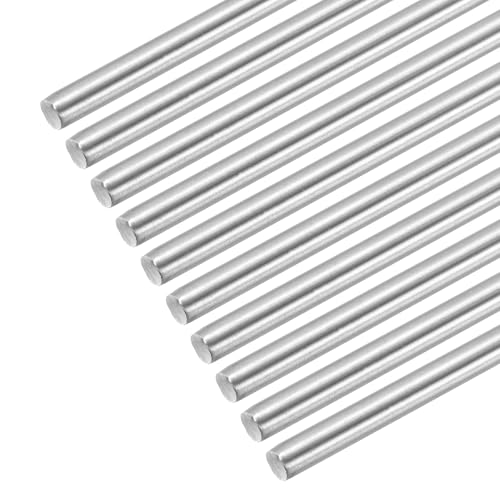 uxcell 304 Stainless Steel Round Rods, 6mm x 350mm Solid Shaft Rods for DIY Craft Model Car Helicopter Airplane, Pack of 10