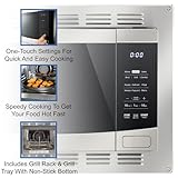 RecPro RV Kitchen Air Fryer & Convection Microwave with Trim Kit | 1.0 Cu. Ft. | 120V | 6 Cooking Modes (Stainless Steel)