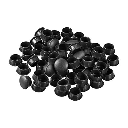 Image of uxcell Screw Hole Plugs, 15mm(19 /32 inch) Dia PP Snap in Shelf Button Flush Type Caps for Furniture Cabinet Cupboard, Black 60 Pcs