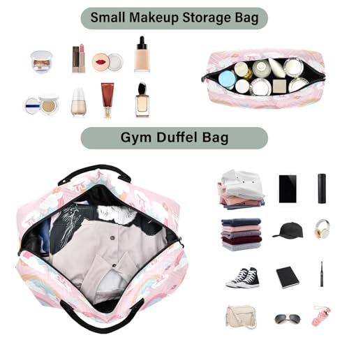 Large Foldable Travel Duffel Bag, Waterproof Gym Bag for Men & Women, Carry-On Luggage Weekender Overnight Bag, Rainbows Bunny Ears4
