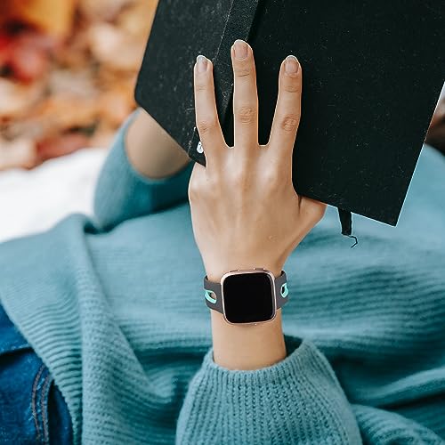 Image of Tobfit Soft Strap Compatible for Fitbit Versa 2 (Watch Not Included), Flexible Premium Silicone Adjustable Watch Band, Sport Replacement Watchstrap for Women Men (L, Grey and Mint)