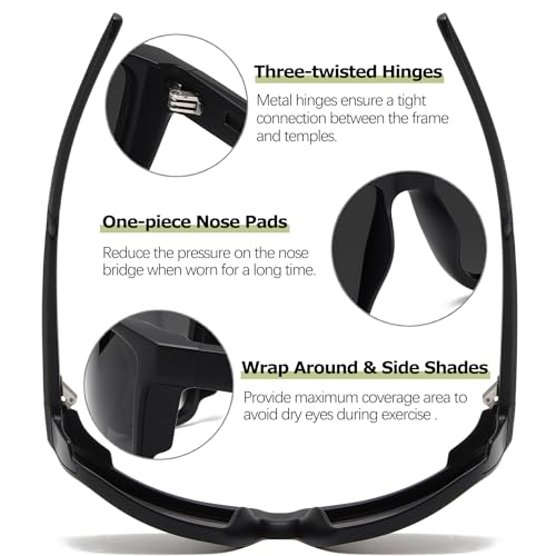 Men's Polarized Sunglasses Sports Wrap Around Sun Glasses Fashion Square Sunnies with Side Shields SY60853