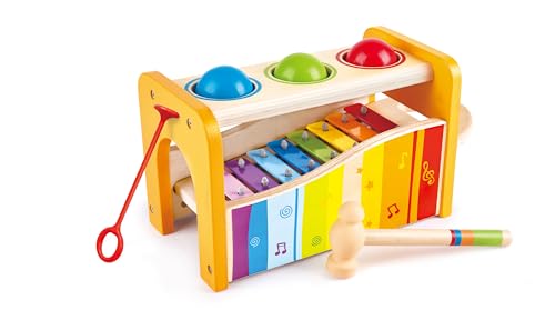 Image of Hape Pound & Tap Bench with Slide Out Xylophone - Award Winning Durable Wooden Musical Pounding Toy for Toddlers