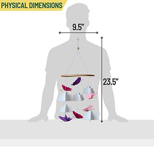 Sorrel + Fern Baby Crib Mobile (Butterflies In The Clouds) - Baby Shower Gift Nursery Crib Decoration For Girls & Boys - Pink & Purple #TOP5