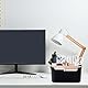 Alleshelfer Bambus Schreibtisch Organizer mit 5 Fächern für Büro, Desktop Stationery Storage Box Home Office Make Up Desktop Aufbewahrungsbox aus Holz für Stifte, Handy, Kosmetik Kleinteile Schwarz