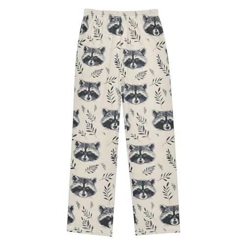 Pajama Pants Raccoon Leaves Long Sleep Pants Lounge Bottoms