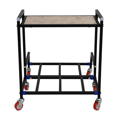 Image of NEOSTAR 2-Tier Wooden Top Metal UPS Stand /Trolley for Two Batteries and Inverter for Home and Office I Load Capacity 160 kg I Double Battery Inverter Stand with 2.5 Inch Wheels.