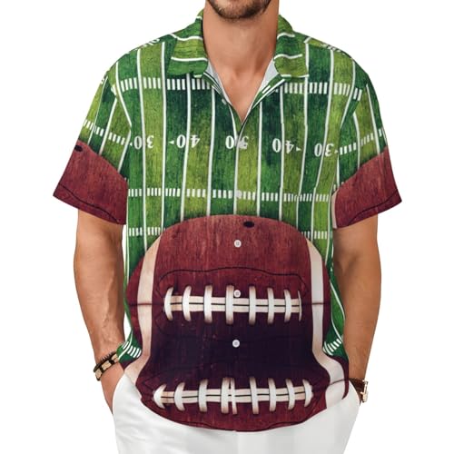 Chemise hawaïenne football américain homme à manches courtes avec poche et coupe droite décontractée
