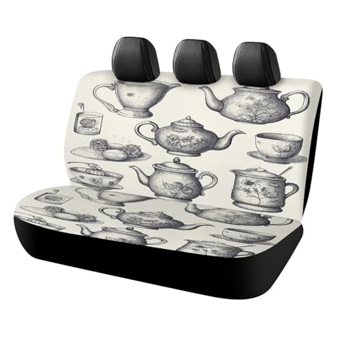 Funda para asiento de coche con teteras dibujadas, elástica y universal para viajes familiares