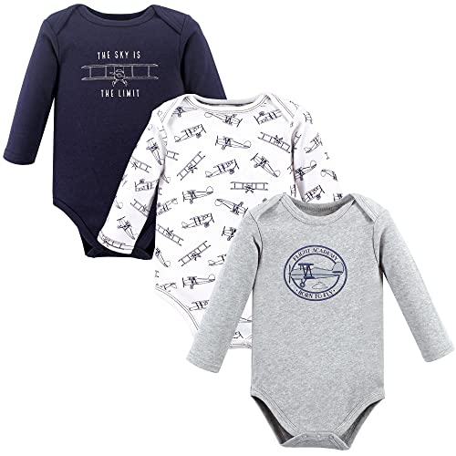 Image of Hudson Baby baby-boys Cotton Long-sleeve Bodysuits 3-pack
