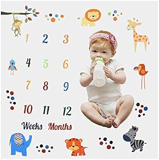 White Baby Monthly Milestone Blanket Mat for Boys Girls, 100 * 100cm Newborn Photography Backdrop Photo Props, Photography Blanket for Growing Infants Toddlers
