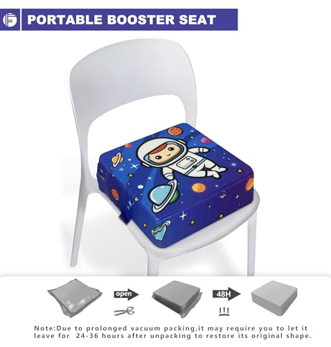 Image of Toddler Booster Seat for Dining Table, Portable Booster Seat for Kitchen Chair, 4 Inch High-Density Foam Cushion with Adjustable Safety Straps and Non-Slip Bottom, Perfect for Kids Travel and Daily