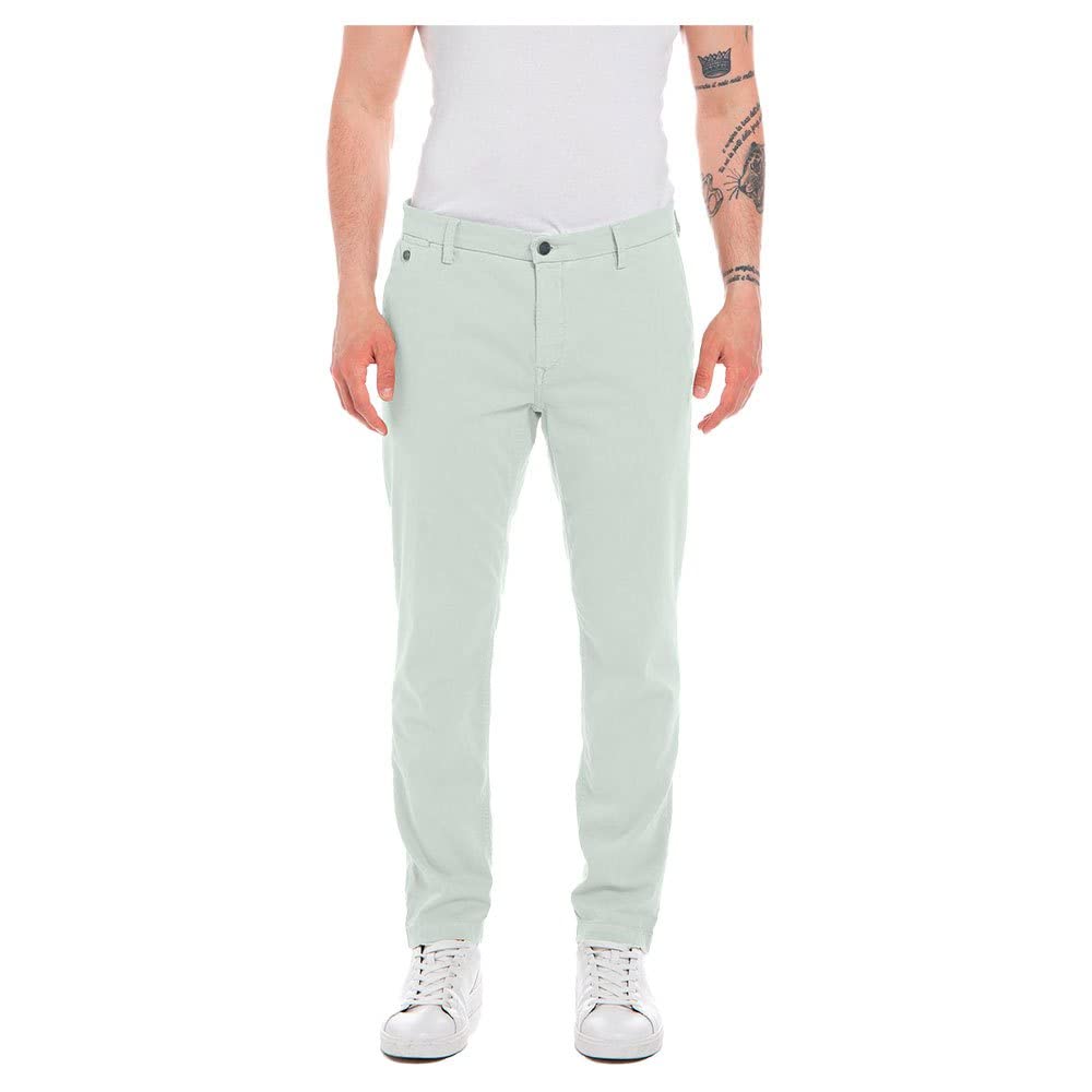 Replay Men's Chino Benni Regular-Fit with Stretch, Pale Green 902 (Green), 32W / 34L