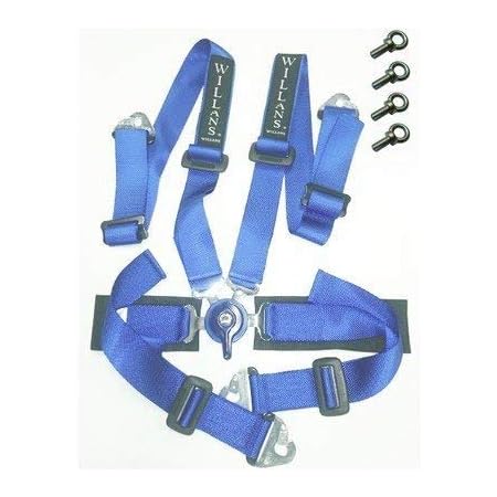 Amazon Willans ウイランズ レーシングハーネス Club4 2シーター 4x4 左座席用 ブルー ストラップ幅 肩 腰 2インチ 2インチ 4点支持 4点取付 Ws4521 シートベルト用品 車 バイク