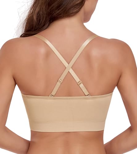 Image of Lemorosy Women's Wireless Bandeau Bra Multiway Bralette Seamless Non-Slip Silicone Comfortable Strapless Tube Top Bra