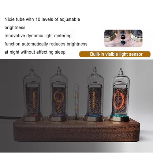 Reloj digital LED Nixie con ajuste automático de brillo de fondo 4