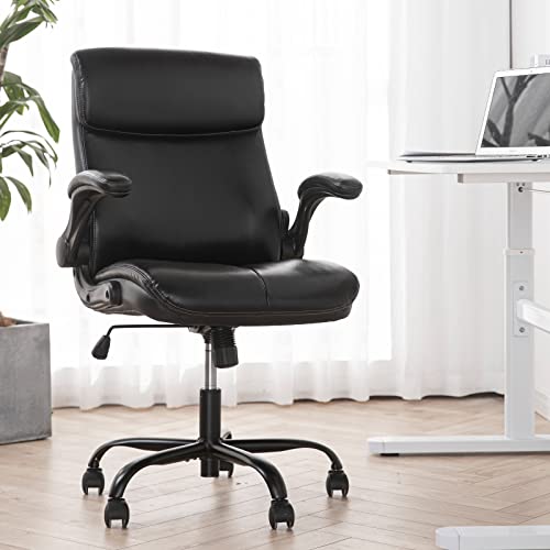 Office Chair, Executive Home Office Computer Desk Chair, Ergonomic Leather Chair For Lumbar Support And Comfort, Adjustable Height And Tilt, Swivel Rolling Task Chair For Work, Study, Game (Black) #TOP7