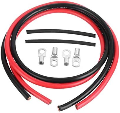 Miniatura 2 de 2 piezas de cable de batería de automóvil, cable flexible de cobre, negro negativo + rojo positivo, correa de tierra para motocicleta, solar, auto,