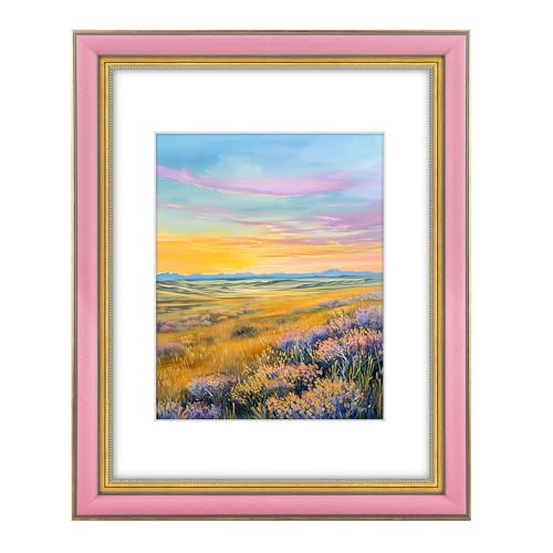 11x14 Ornate Picture Frame with Real Glass Holds 8x10 Photo,Pink Gold