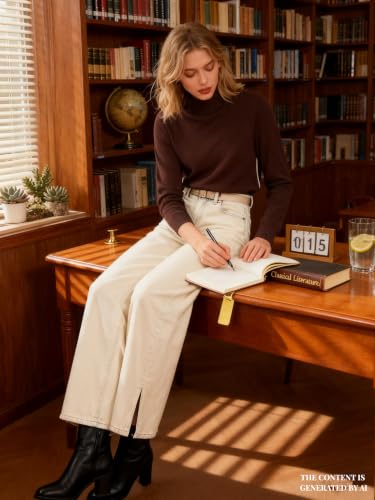 Image of DAIMIDY Turtleneck Sweaters for Women Long Sleeve Pullover Tops | Knitted Material| Soft, Warm and Breathable| High Resilience and Tensile Strength Design| Business Casual Tops| Dailywear