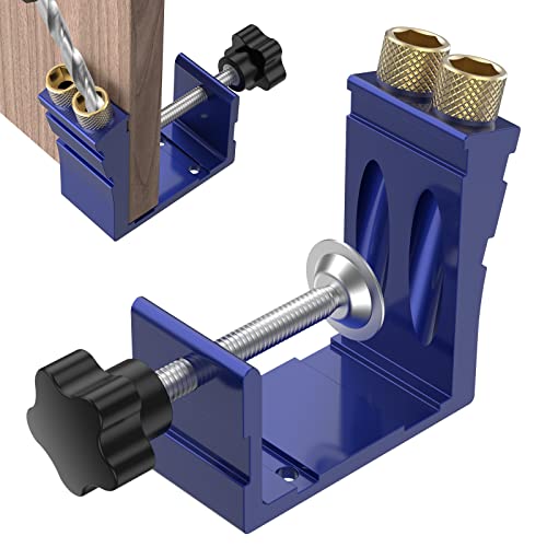 Abizarch 47Pcs Pocket Hole Jig Adjustable Punch Locator 15 Degree Angle Hole Drill Guide Kit High Precision Drill Punch Positioner for Carpenter DIY Joinery Work Woodworking Tool