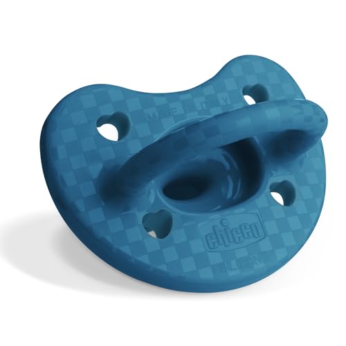 Image of Chicco PhysioForma Luxe Orthodontic Pacifier for Babies 16-24 Months, One-Piece 100% Soft Silicone, Supports Breathing, Textured Shield & Handle, Sterilizing Case, BPA Free, 2-Pack, Ocean Blue