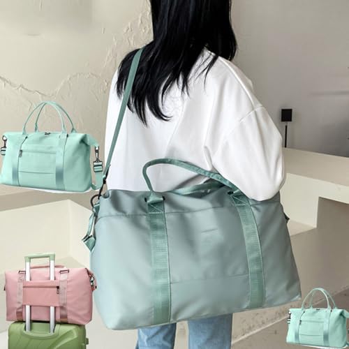 Popularate High-Capacity Double-Layer Wet Separation Travelling Bag,Travel Duffel Bag,Travel Duffle Bag,Waterproof Weekender Bag Carry On Tote Bags for Women (Green)3