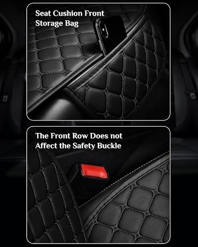 Image of STHIRA 3Pcs Black PU Leather Car Seat Covers with Anti-Slip Silicone Dot & Storage Pouch