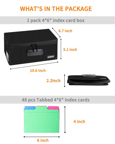 JUNDUN Porta-cartão de índice com 48 peças de divisórias de 4 x 6 polegadas, caixa de cartão dobráve