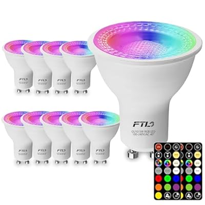 FTL GU10 LED Color Changing Light Bulb with Remote Control, RGB Dimmable Colored Light Bulbs 5W 40W Equivalent, 2700K-6000K? 30 Colors, Timer, Spotlight Bulb for Track Recessed Lighting 10-Pack