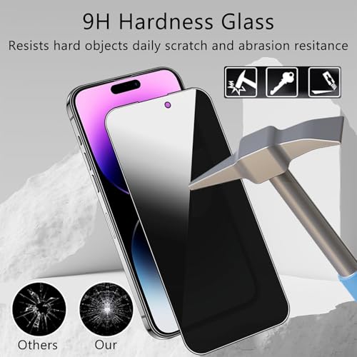 Image of iPhone 14 Pro Max Privacy Screen Protector - Pack of 2, Anti-Spy 9H Tempered Glass, Face ID Compatible, Anti-Fingerprint, Case Friendly, Bubble-Free, 6.7-Inch Display