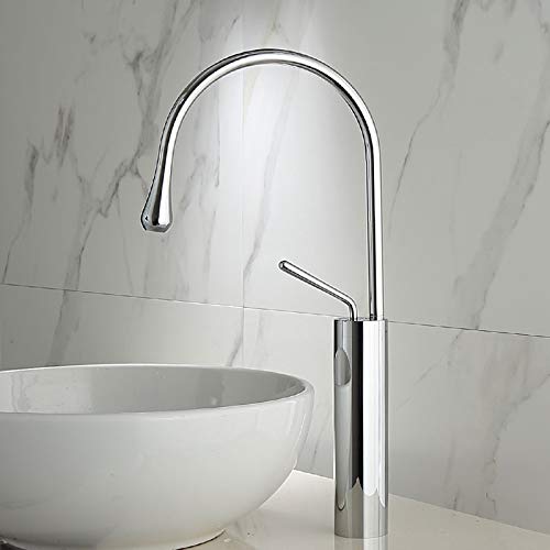 Robinet de salle de bain moderne chrome tall mitigeur monotrou