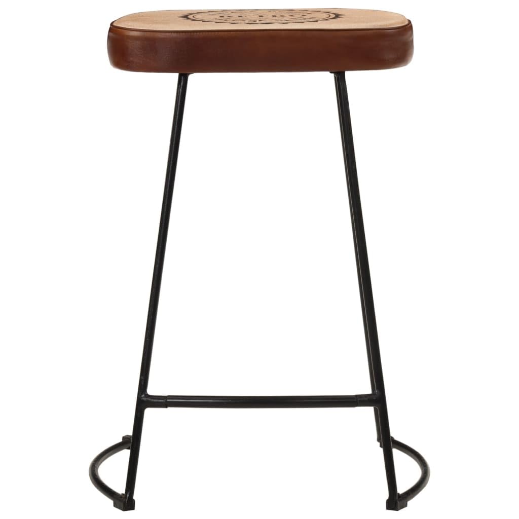 Juego de 2 taburetes de bar de color marrón oscuro, retro, con asiento acolchado de piel sintética, 62 cm de alto, para barra de desayuno y cocina, estructura de metal estable, 41 x 29 cm