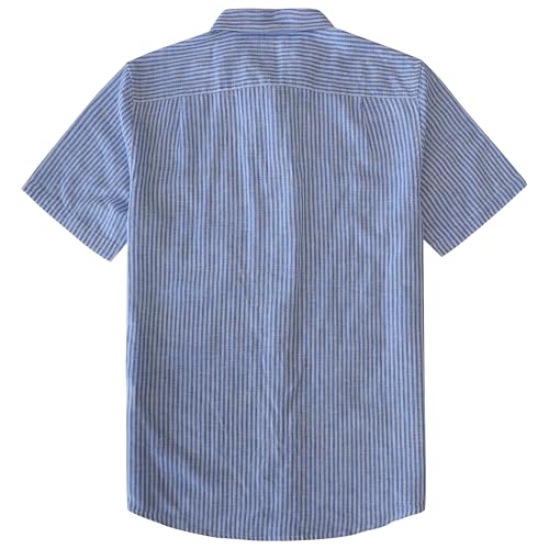 Image of Dubinik Mens Short Sleeve Button Down Shirts Soft Breathable Summer Vintage Regular Fit Lightweight Men's Casual Shirt