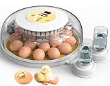 DEZHXHE 18 Egg Incubators for Hatching Eggs, Automatic Egg Turner and Egg Candle Tester, 360 Degree View, Farm Poultry Egg Incubator for Chicken Duck Goose Quails Eggs