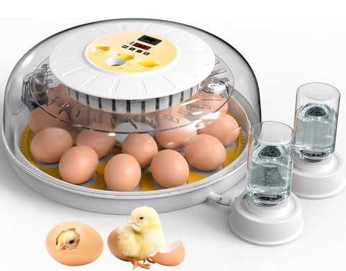 DEZHXHE 18 Egg Incubators for Hatching Eggs, Automatic Egg Turner and Egg Candle Tester, 360 Degree View, Farm Poultry Egg Incubator for Chicken Duck Goose Quails Eggs