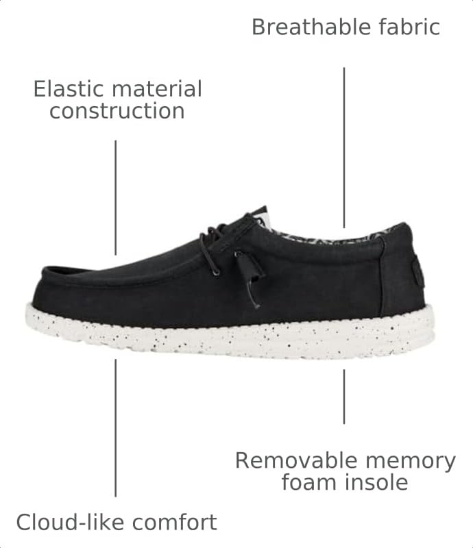Image of HEYDUDE Men's Wally Stretch Canvas Loafers | Lightweight Slip On Shoes | Casual Walking, Travel & Everyday Style