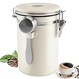 Vexillic Kaffeedose Luftdicht Edelstahl 304, 1,8 L Kaffeebohnen Behälter Mit EdelstahllöFfel Und Zeiterfassungsaufbewahrung Vakuum Kaffeedose für Tee NüSse Kakao LäNger Und Frisch Bleiben
