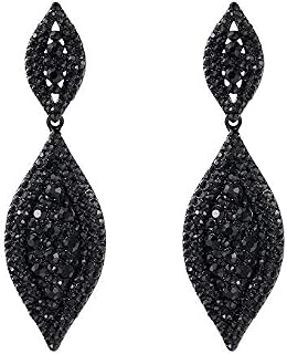 EVER FAITH Women's Austrian Crystal Wedding Bridal Charm 2 Leaf Drop Dangle Earrings
