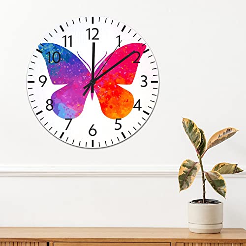 Horloge murale aquarelle papillon 30cm en PVC silencieuse