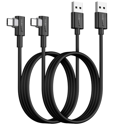 Image of SUNGUY USB C Cable Right Angle 3FT, 2-Pack 90 Degree 3A USB 2.0 Fast Charging & Data Sync Cable Compatible with Samsung Galaxy S21 S20 S10 Plus, Note 20 10, Moto G7 G8, LG V50 V40 G8 G7