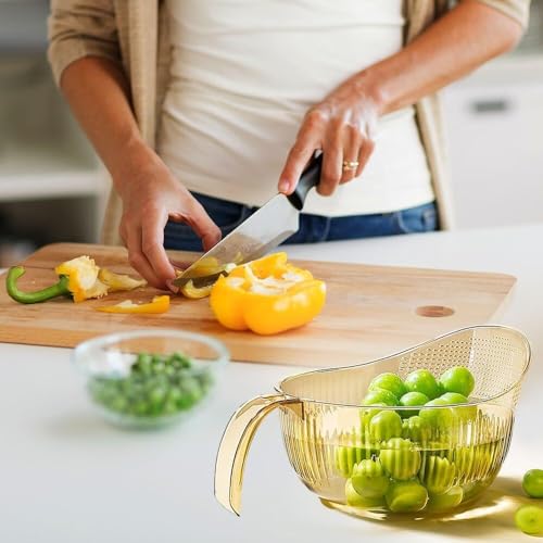 Cuenco, colador para lavadora de arroz, cesta de drenaje multifuncional, embudo de drenaje de cocina con escurridores laterales para limpiar frutas, arroz, herramienta de cocina