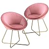 BlueOcean Furniture Set van 2 fluwelen eetkamerstoelen, gestoffeerd, roze, toonbank, woonkamer, accent, gevoerde stoelen…