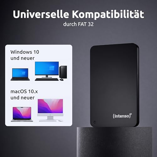 Intenso 2,5\ Portable Hard Drive 1TB - Externe Festplatte mit Super Speed USB 3.2 Gen 1x1 – Schneller Speicher im kompakten Design, 5400 U/min, 8 MB Cache, Plug & Play, Certified refurbished, schwarz