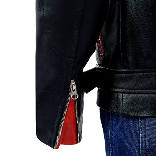 Image of Men Leather Jacket - Lambskin Winter Vintage Motorcycle Biker Jacket, Coat Soft & Stylish Moto Ride & Racing Jacket's
