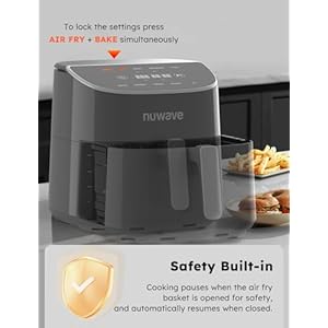 Nuwave Brio Plus 8 Qt Air Fryer, PFAS Free, New & Improved, Digital Touch Screen, Cool White Display, 50°F~400°F in Precise 5°, 5 Cook Functions, 100 Presets & 50 Memory, 3 Wattages 700, 1500, 1800 Nuwave Brio Plus 8 Qt Air Fryer PFAS Free New Improved Digital Touch Screen Cool White Display 50F400F in Precise 5 5 Cook Functions 100 Presets 50 Memory 3 Wattages 700 1500 1800
