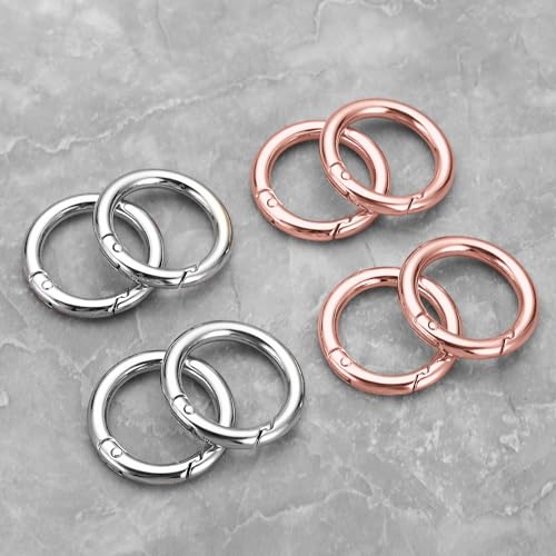 Image of Gkeygo Key Ring Clip, 1 Inch Keychain Rings, 8 Pack Round Carabiner Clip for Keys, Buckle, Bags, Purses - Key Chain Hooks Replacement Keychains Lanyard DIY Crafts - Silver, Rose Gold